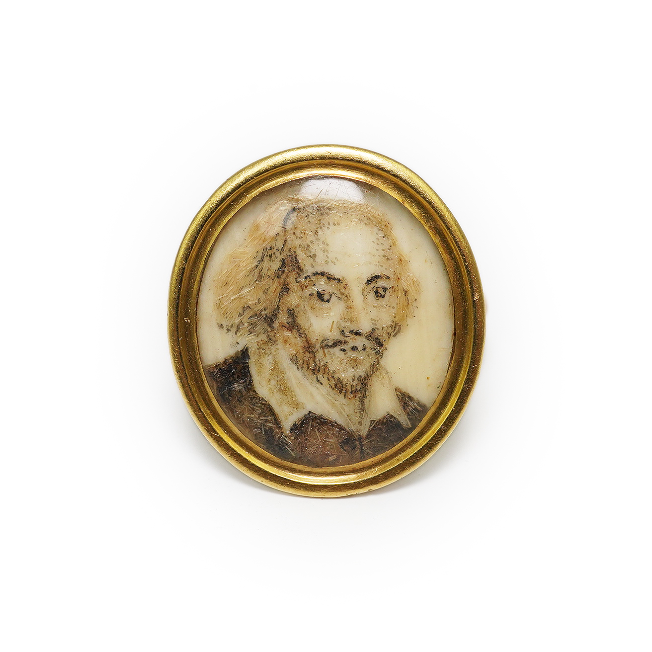 A George III gold mounted painted and hairwork portrait miniature ring